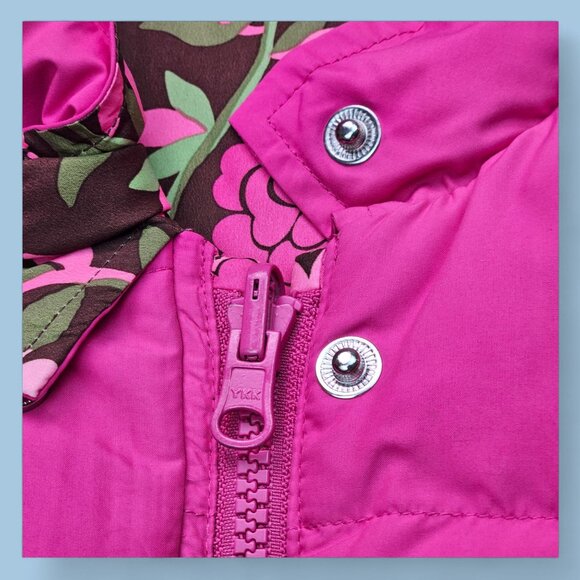 Lilly Pulitzer Reversible Puffer Vest Girls Pink Brown Floral Quilted XS-S - Picture 4 of 9